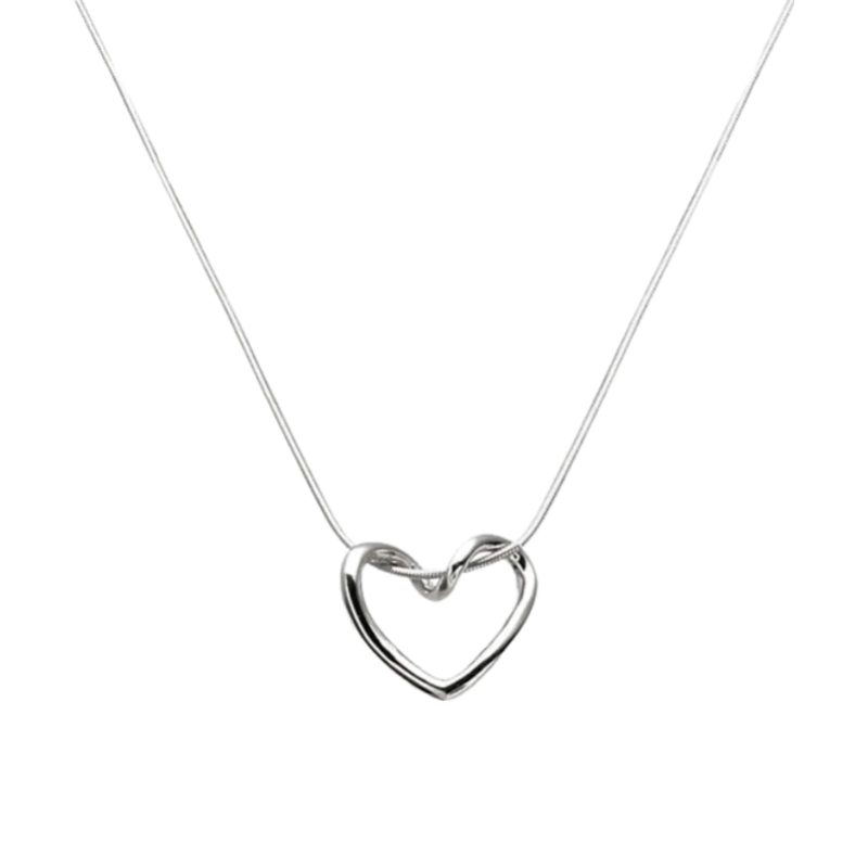 Korean Love Heart Necklace Silver