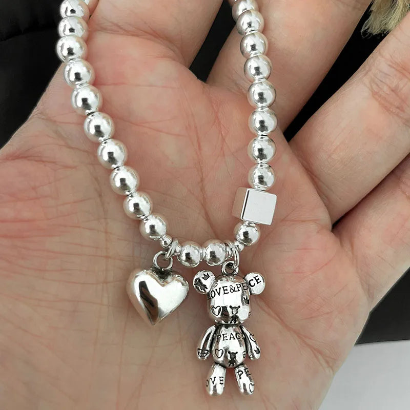 Heart Bear Charm Bracelet