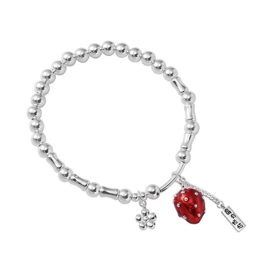 Strawberry 925 Sterling Silver Charm Bracelet