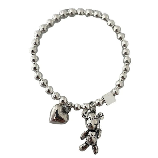 Heart Bear Charm Bracelet