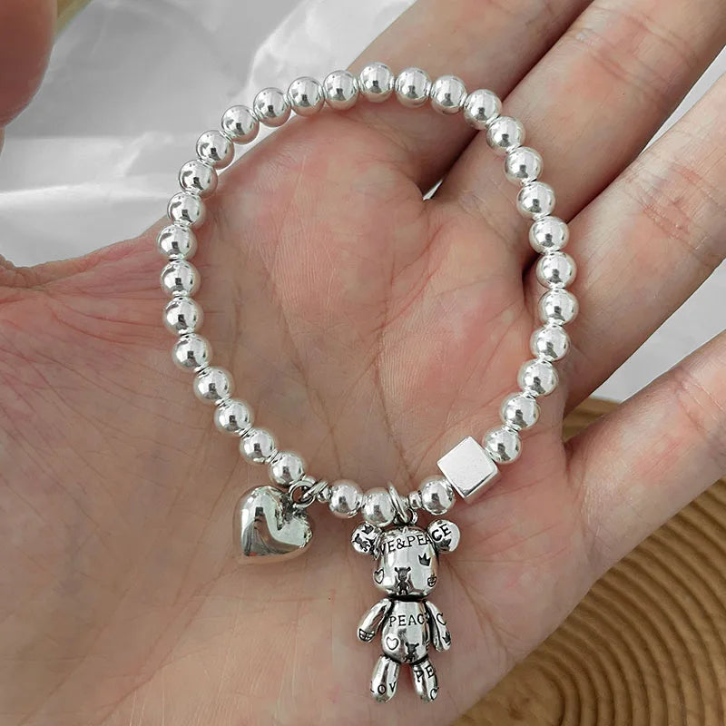 Heart Bear Charm Bracelet