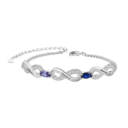 Birthstone Engraved Name Bracelet