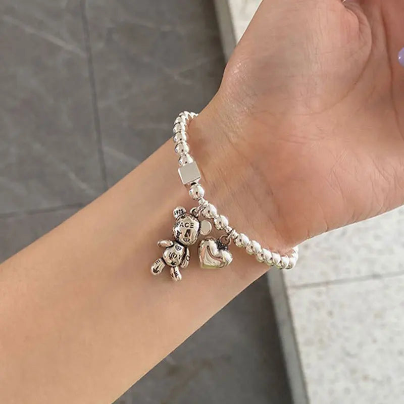 Heart Bear Charm Bracelet