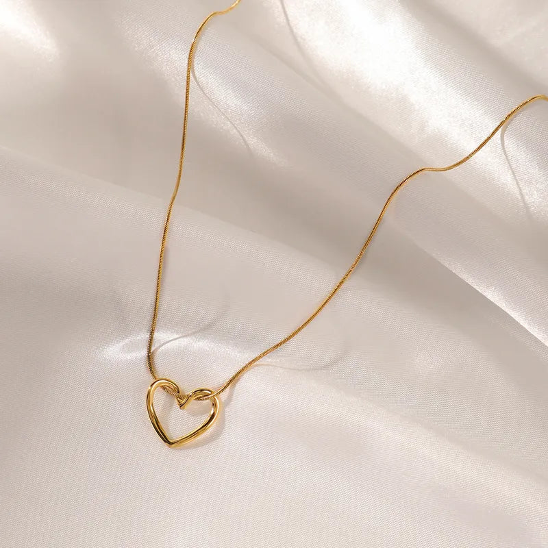 Korean Love Heart Necklace 18K Gold