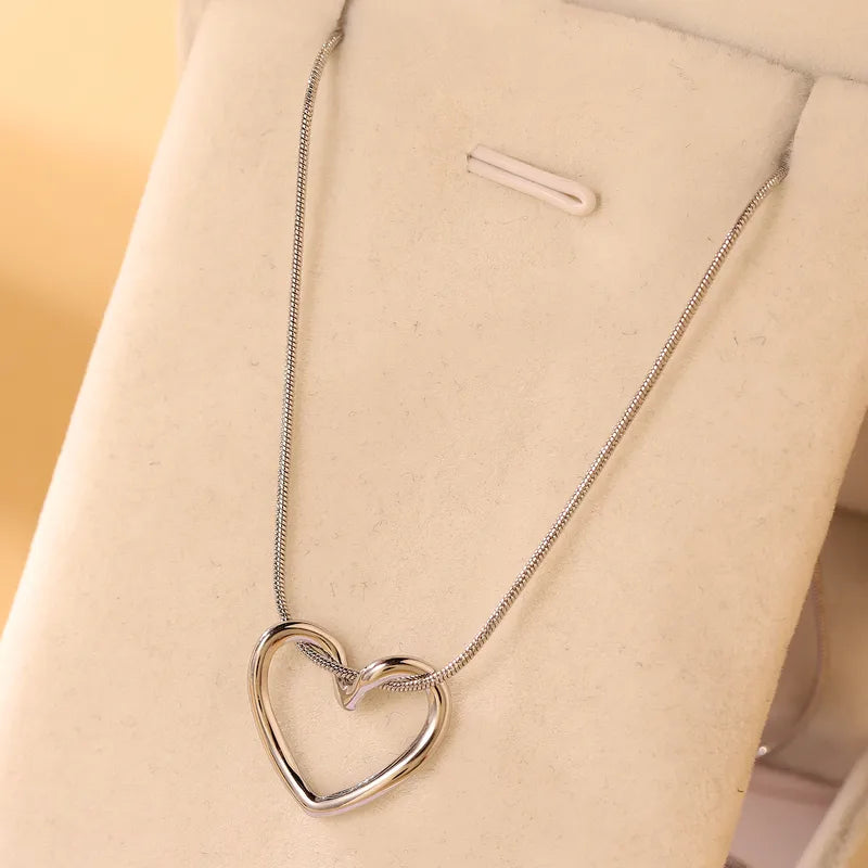 Korean Love Heart Necklace Silver