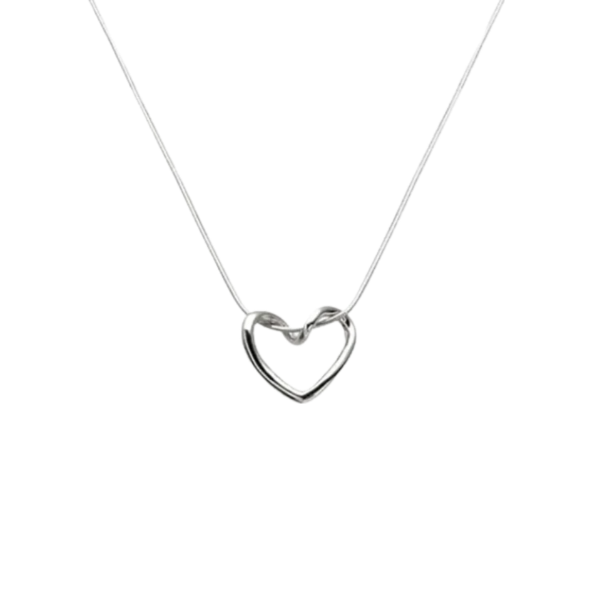 Korean Love Heart Necklace Silver