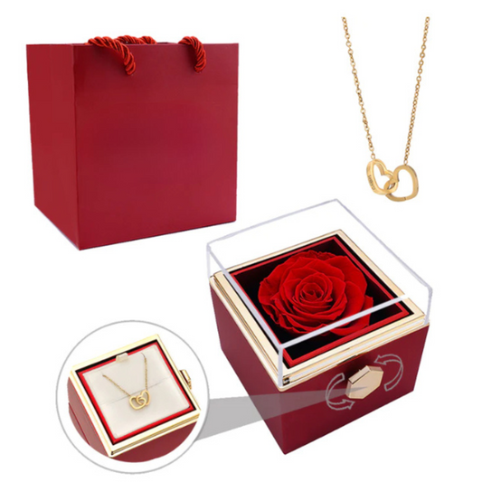 ETERNAL ROSE BOX - W/ENGRAVED NECKLACE AND REAL ROSE